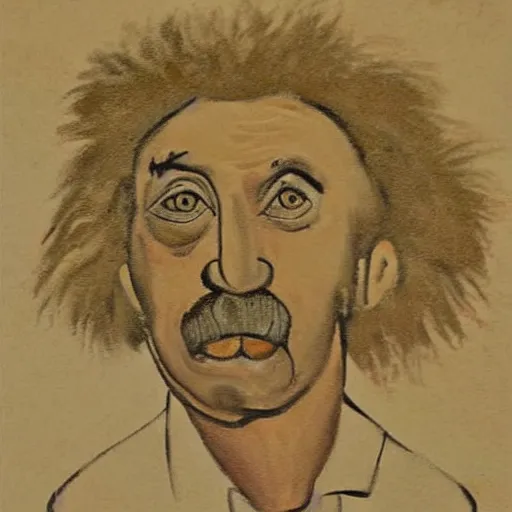 Prompt: paleolithic painting of einstein on a cave wall in altamira