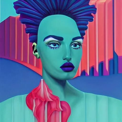 Prompt: behance winner colorful deco art detailed skeuomorphic very detailed portrait by olbinski airbrush ultrafine surrealism minimalist pop painting contest painting rafal detailed cole an art thomas vaporwave