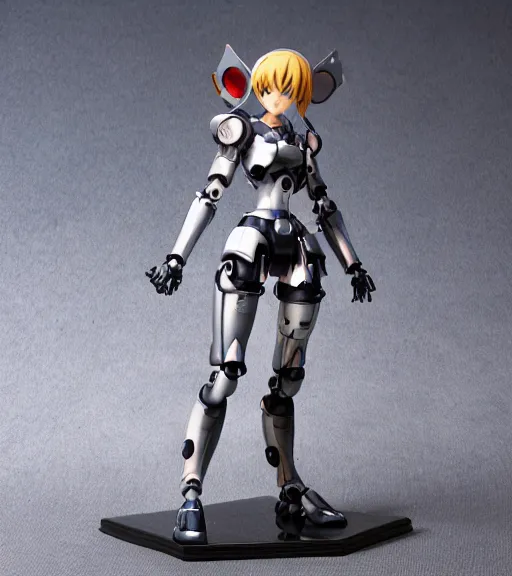 Image similar to Girl in mecha cyber Armor, portrait of the action figure of a girl, with bare legs，in the style of Kotobukiya ，anime figure