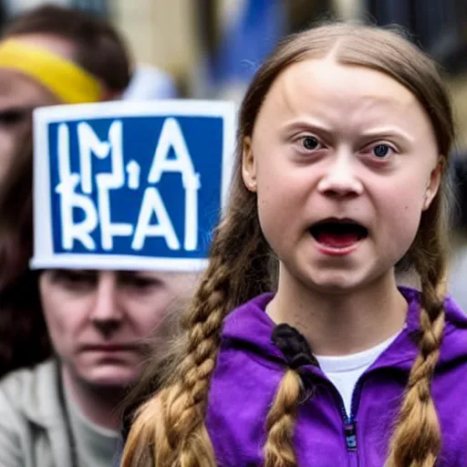 Image similar to greta thunberg is mad protest