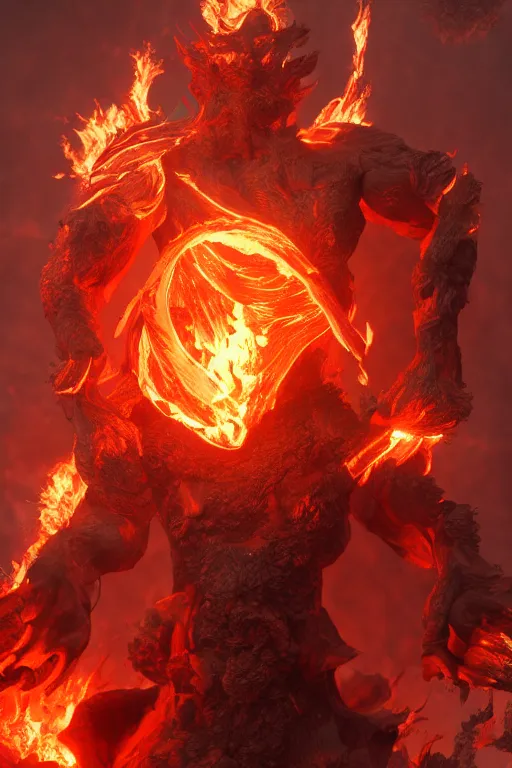 Image similar to fire wielding elemental being, character concept, hyper detailed, fractal, ray tracing, 4k