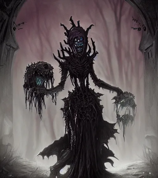 Image similar to gothic necrolord female with zombie servents, digital painting, liminal eerie midnight backlit, a picture taken by Michael Komarck and Daniel Ljunggren