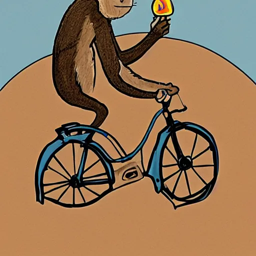 Image similar to a monkey riding a bike, illustration