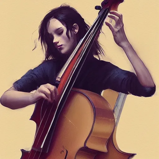 Image similar to interesting composition with electro guitar in cello shape by greg rutkowski