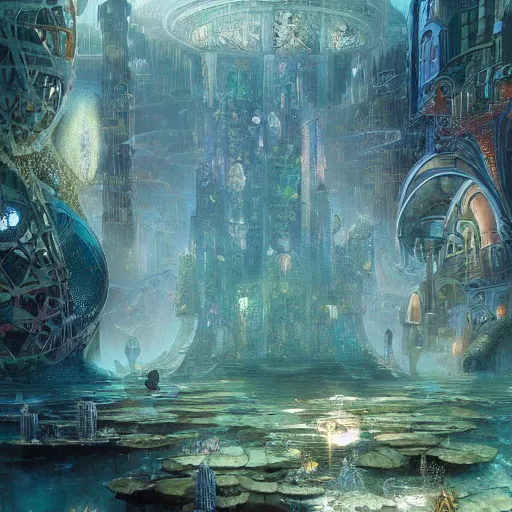 beautiful render of underwater utopian city, by ralph | Stable Diffusion