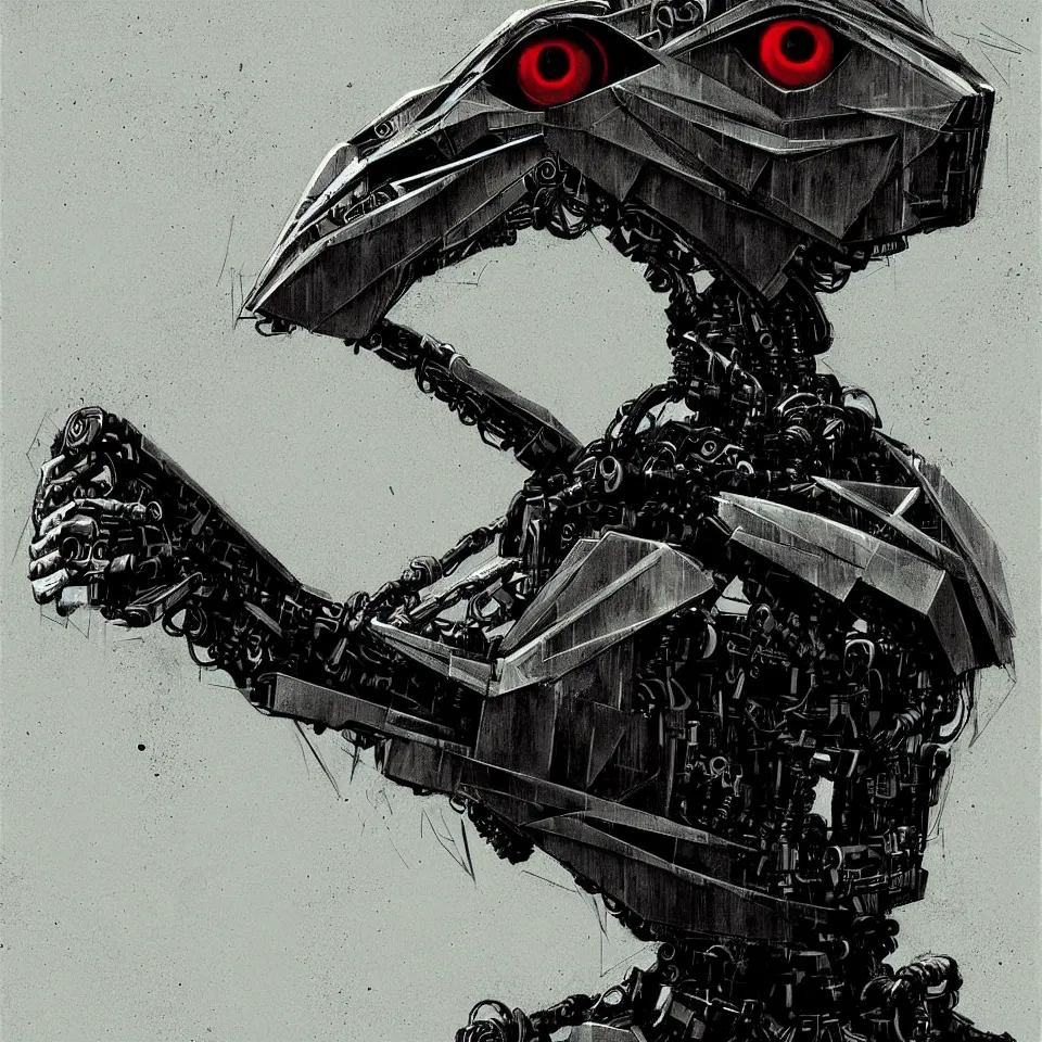 Image similar to portrait of a robotic bird by ben templesmith, portrait, cinematic, epic composition, digital painting, digital art, masterpiece