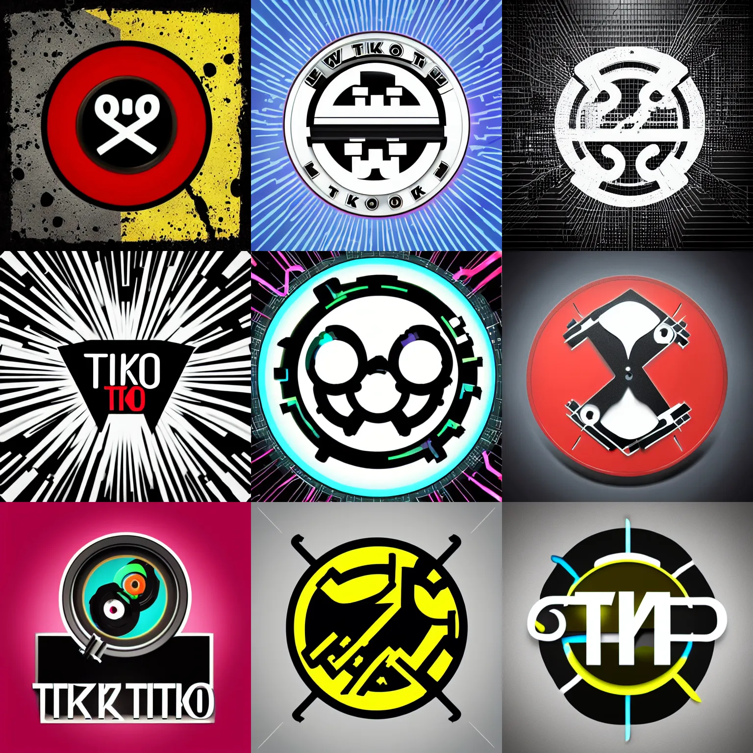 Prompt: new tik-tok logo,logo design,high contrast,cyberpunk