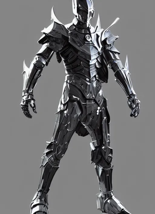 Prompt: full body digital painting of a futuristic dark knight, in a pearl armor magicpunk chrome body sculpted intricate armor. big medium small details, reflect 8 k uhd, unreal engine, octane render in the artstyle of finnian macmanus, john park and greg rutkowski