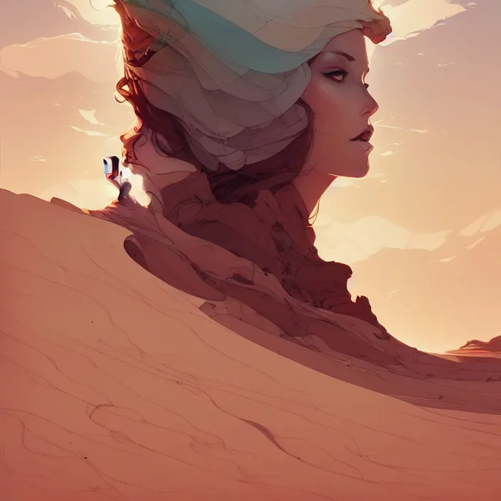 Image similar to style artgerm, joshua middleton, conrad roset, a giant brown stone castle in the desert, very long spires, sand swirling, detailed, ocean background setting, volumetric lighting