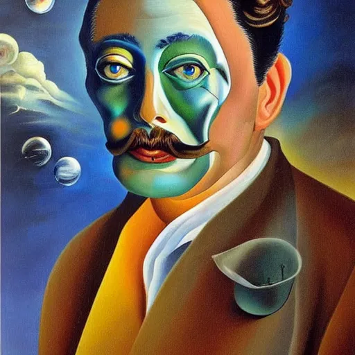 Prompt: The masterpiece painting of elon musky by salvia dali the second, salvador dali's much more talented painter cousin, 4k, ultra realistic