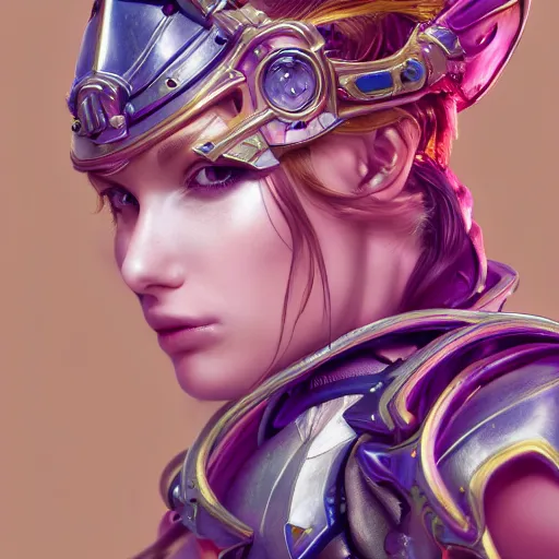 Image similar to studio portrait of lawful good colorful female holy mecha paladin absurdly beautiful, elegant, young sensual graceful woman, ultrafine hyperrealistic detailed face illustration by kim jung gi, irakli nadar, intricate linework, sharp focus, bright colors, matte, octopath traveler, final fantasy, unreal engine highly rendered, global illumination, radiant light, intricate environment