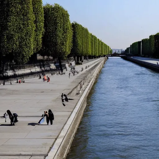 Image similar to the empty bank of the seine in paris in the year 2 0 2 0