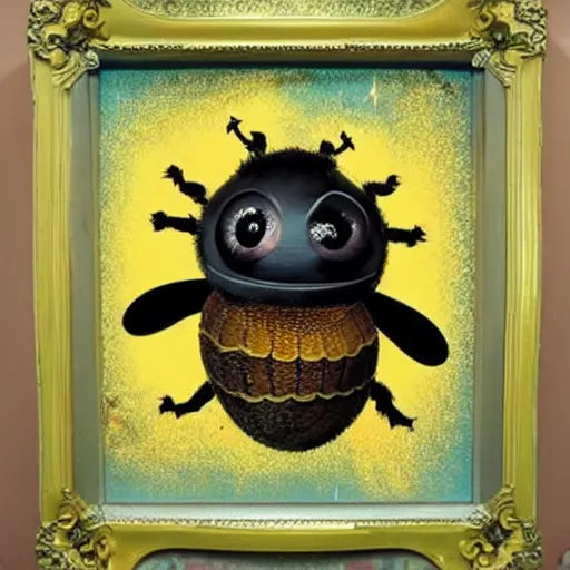 Image similar to giant bumblebee in the style of mark ryden