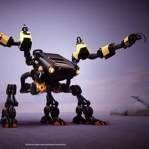 Image similar to hexapod robot beast, convex, kitbashing, robot, unreal engine, 4 k