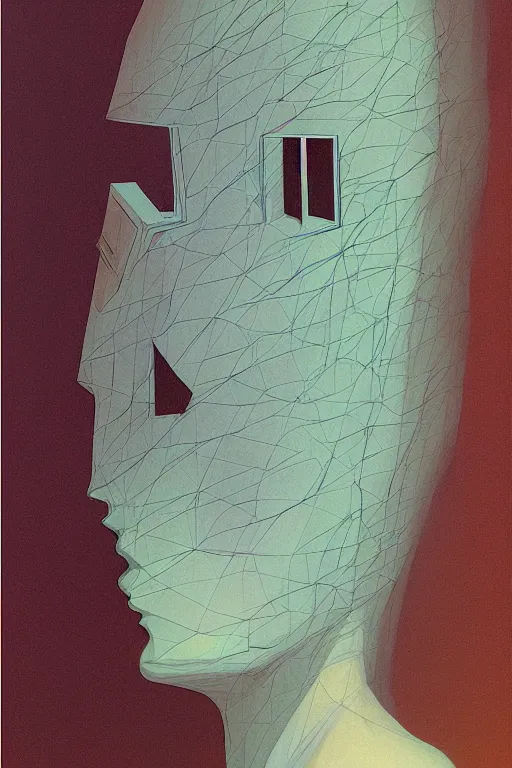 Image similar to woman wearing oculus and digital glitch head edward hopper and james gilleard, zdzislaw beksisnski, higly detailed