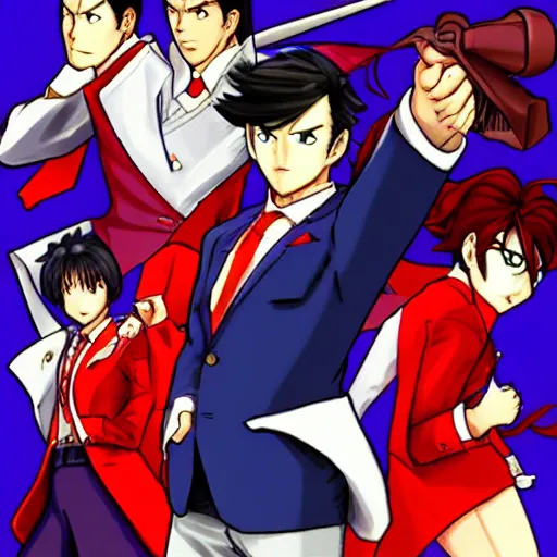 Prompt: Phoenix Wright in the style of CLAMP