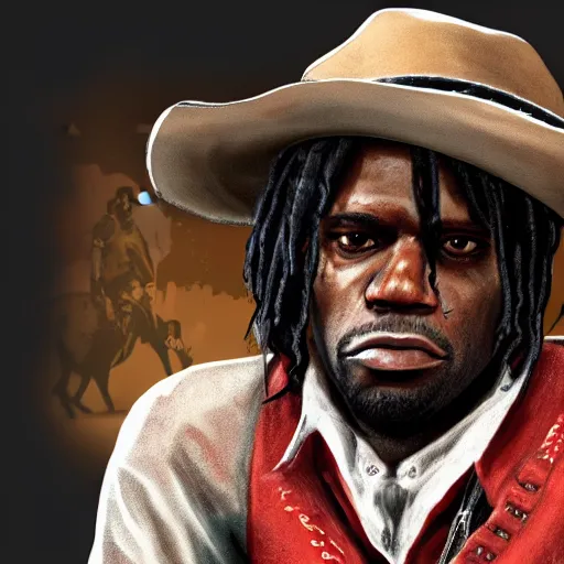 Image similar to Rapper Chief Keef In red dead redemption 2 digital art 4K quality super realistic