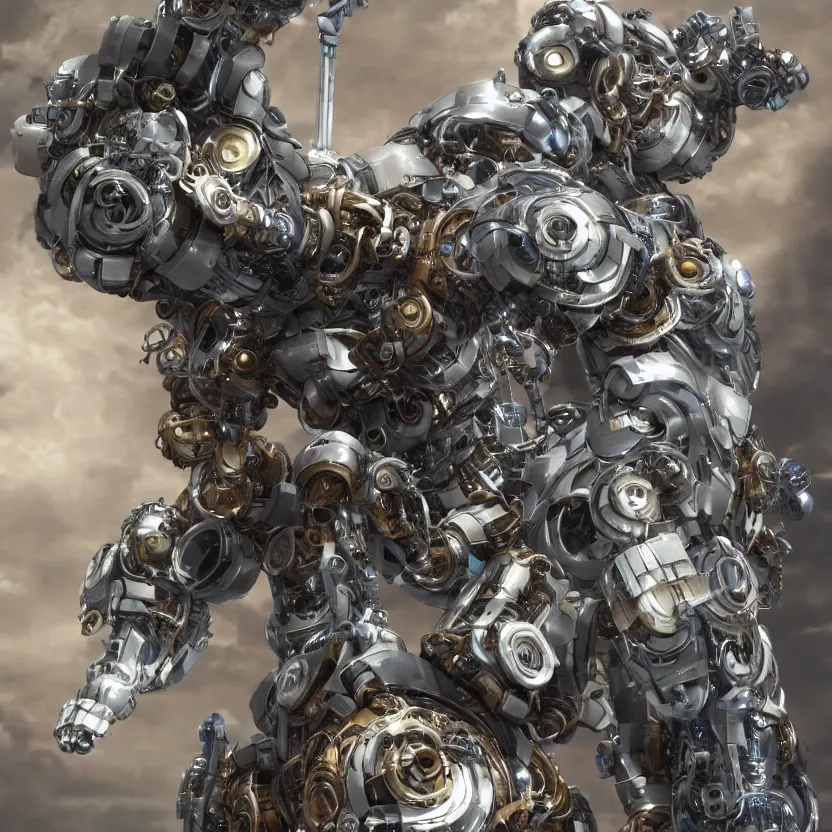 Prompt: hyper realistic mixed midea portrait of a beautiful mechanical steampunk mecha robot, stunning 3d render inspired art by kazuhiko nakamura and hajime sorayama, 8k octane beautifully detailed render, post-processing, extremely hyperdetailed, intricate futuristic mechanic parts, epic composition, maya, blender, grim yet sparkling atmosphere, cinematic lighting + masterpiece, trending on artstation,