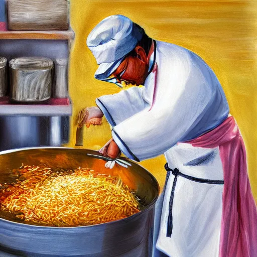 Image similar to A shrimp chef preparing a dish of rice, digital art, detailed