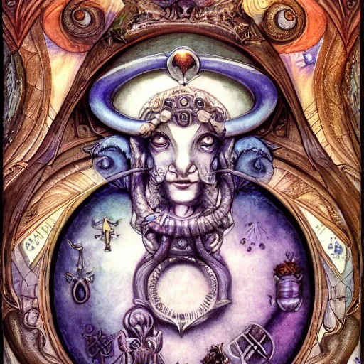 Image similar to aries zodiac artwork, mystic occult style, detailed, 8 k, symmetrical, by brian froud