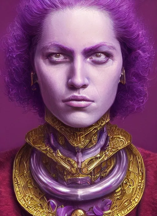 Prompt: portrait of purple Grimace in Society (1989), intricate, highly detailed, centered, digital painting, artstation, concept art, smooth, sharp focus, illustration, artgerm, donato giancola, Joseph Christian Leyendecker, WLOP, Artgerm