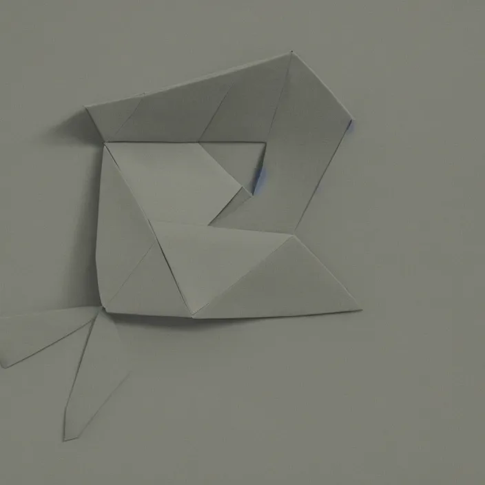 Image similar to a building in a serene landscape, origami