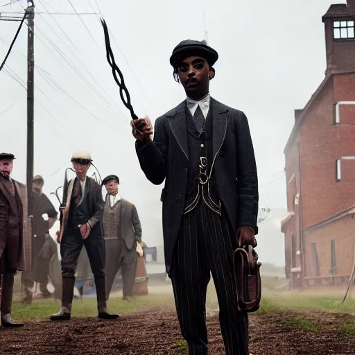 Image similar to playboi carti in peaky blinders 4 k the detailed super realistic