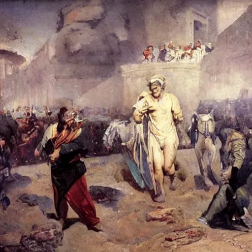 Image similar to caesar returns to rome, oil on canvas, ilya repin, 1 8 7 3