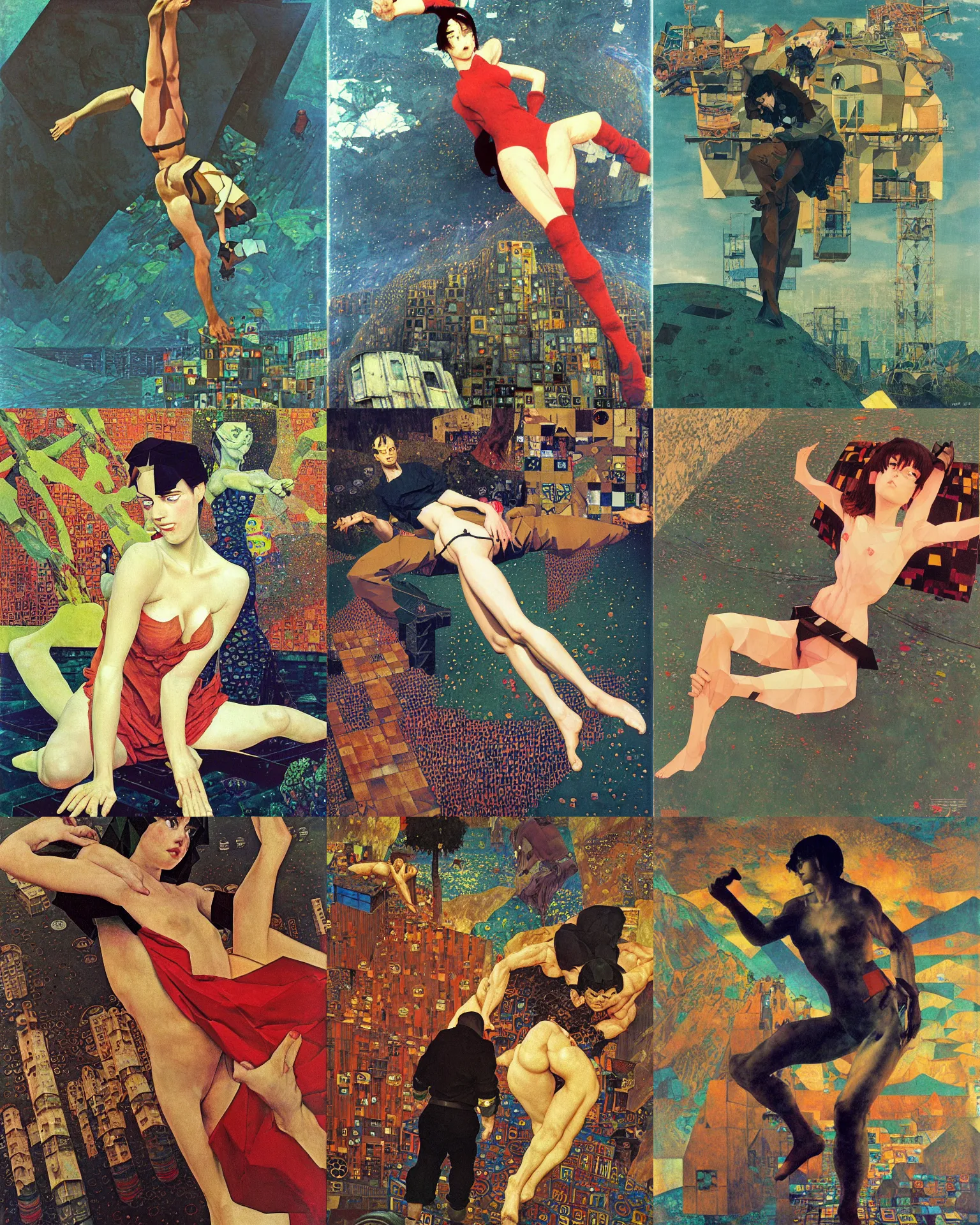 Prompt: low poly, low poly, low poly, industrial, soviet painting, social realism, barocco, Frank Frazetta, Denis Sarazhin, klimt, Dean Ellis, Detmold Charles Maurice, gustav klimt, levitation, 1993 anime