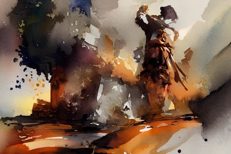 Prompt: small centered on watercolor paper, paint brush strokes, abstract watercolor painting of copper container, specular highlight, cinematic light, national romanticism by hans dahl, by jesper ejsing, by anders zorn, by greg rutkowski, by greg manchess, by tyler edlin, by craig mullins