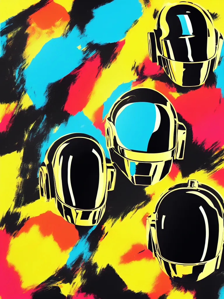 Image similar to Daft Punk abstract minimal art, inspired by Andy Warhol