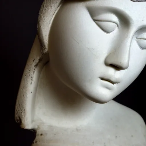 Prompt: woman narrow face greek statue lips pronounced chin n 9
