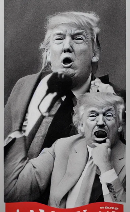 Image similar to poster of donald trump sticking his tongue out like the iconic einstein photo