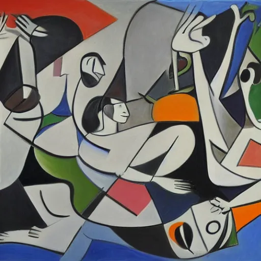 Prompt: Guernica in the style of Matisse, it is very beautiful, oil on canvas