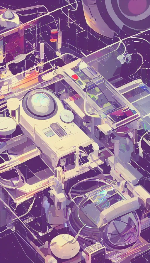 Image similar to laboratory in space, sharp focus, james gilleard, moebius, print, cinematic, game art