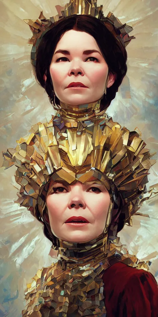 Image similar to bjork wearing a doctor who cosplay, digital painting, artstation, portrait, close - up, matte, sharp focus, illustration, art by greg rutkowski and alphonse mucha