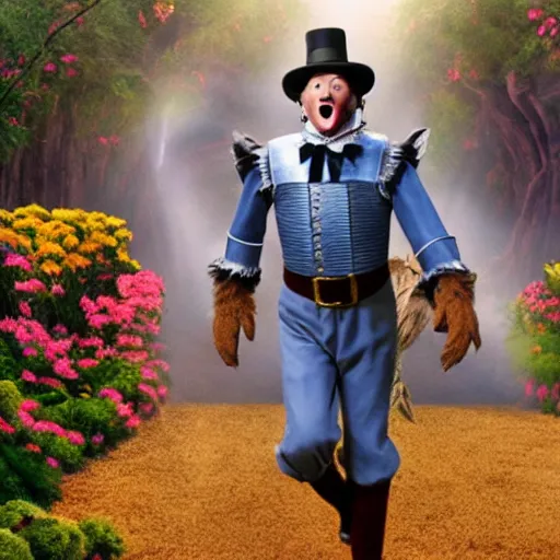 Image similar to Live Action Still of Jerma985 in The Wizard of Oz, real life, hyperrealistic, ultra realistic, realistic, highly detailed, epic, HD quality, 8k resolution, body and headshot, film still