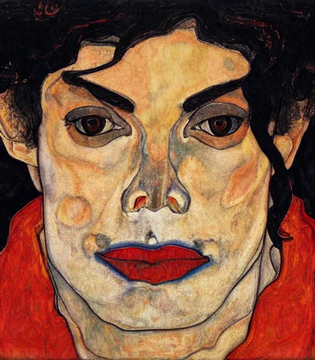 Image similar to portrait of michael jackson by egon schiele, intense desire, high quality, high detail