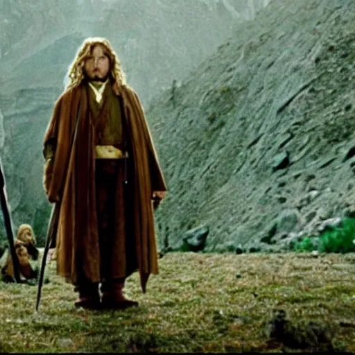 Prompt: a still photo from lord of the rings directed by wes anderson