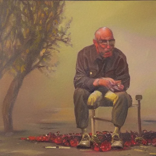 Image similar to an oil painting representing a lost memory by Ivan Seal