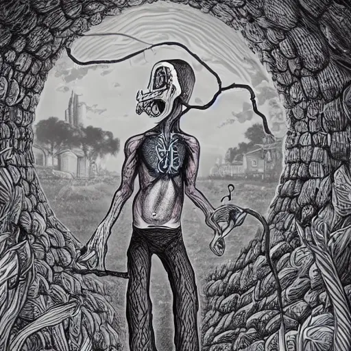 Image similar to A centered chest up portrait of a psychedelic demonic anthropomorphic snake smoking a hand-rolled cigarette smoking heavily , magic mushroom village in background , award winning. superb resolution. in the art style of junji Ito and greg rutkowski . Detailed Mushroom city in background. Hyper realistic anime. Perfect art. Dalle2