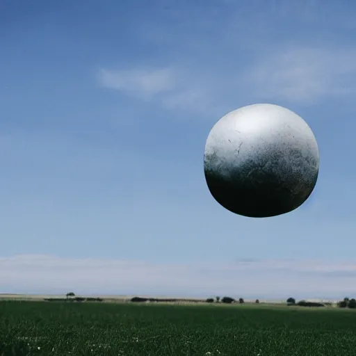 Image similar to a sphere shaped cow in a field