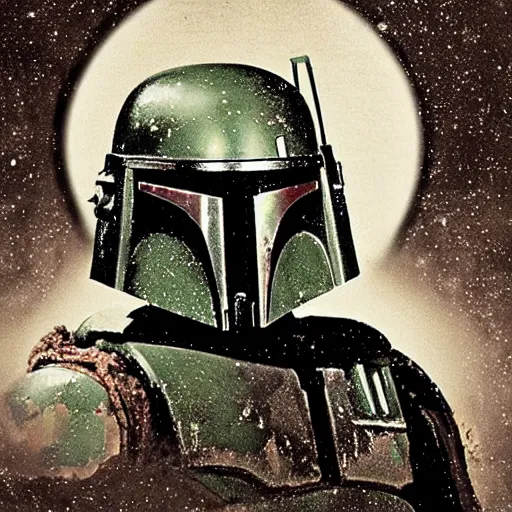 Image similar to technical sketch of boba fett by leonardo da vinci