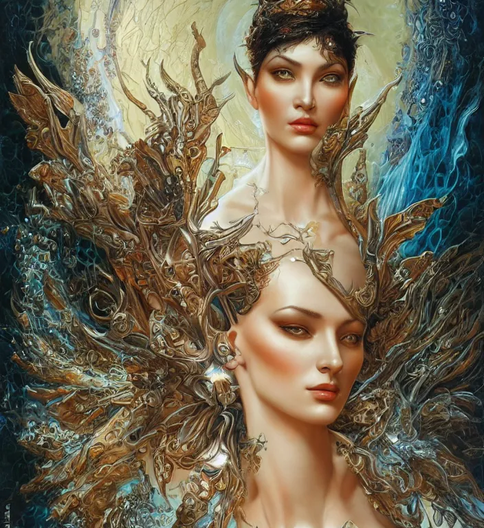 Image similar to a goddess, smooth, coherent, high detailed, by Karol Bak, unreal engine