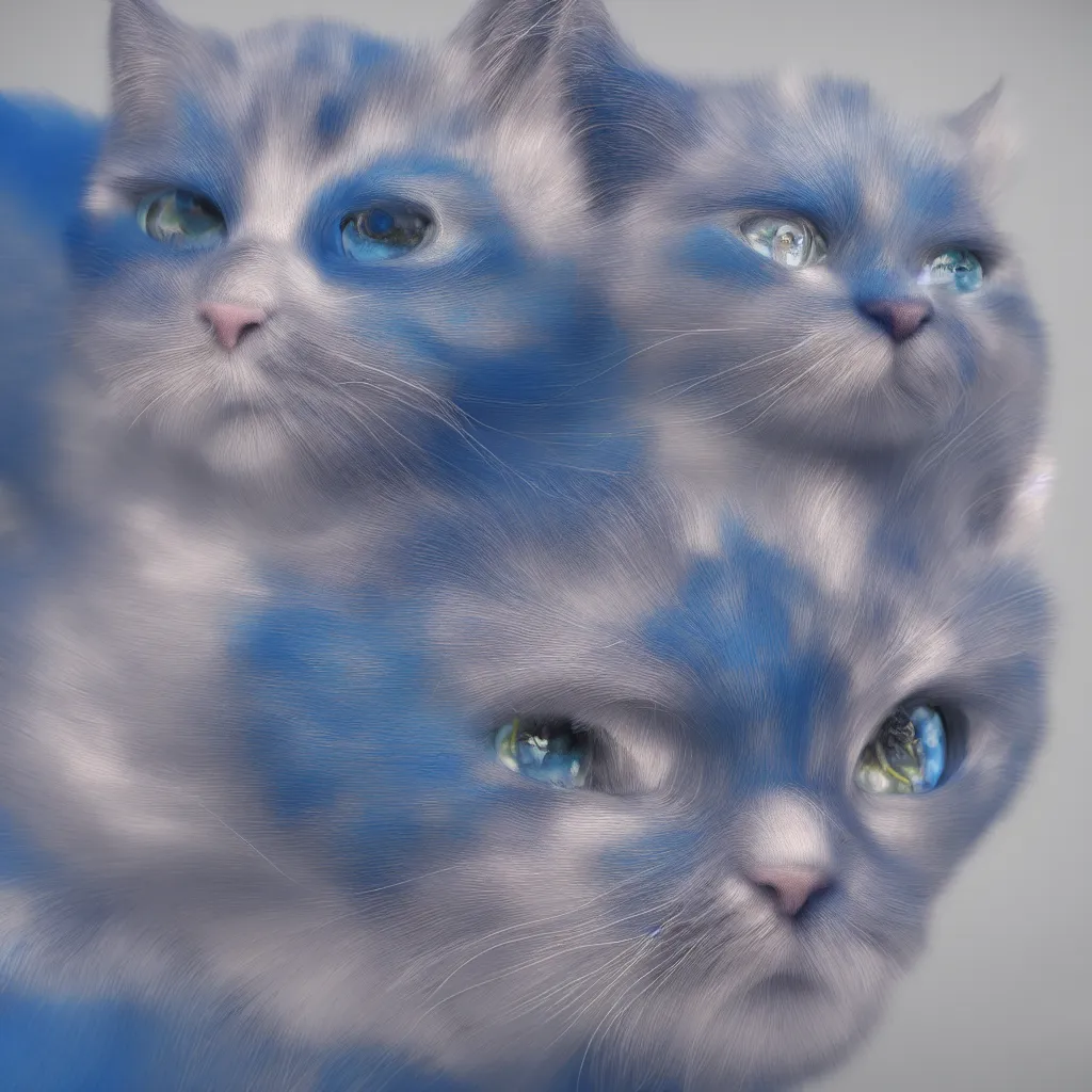 Prompt: portrait of a blue kitten by lynda benglis, octane render, colorful, 4 k, 8 k