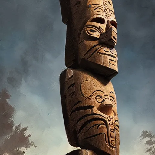 Image similar to a mask that looks like a totem pole by genndy tatakovsky and greg rutkowski