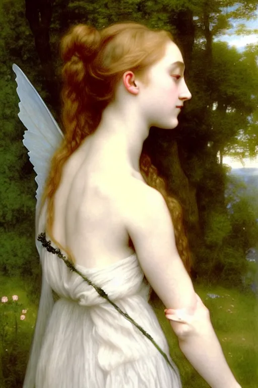 Prompt: saoirse ronan fairy princess, painting by rossetti bouguereau, detailed art, artstation