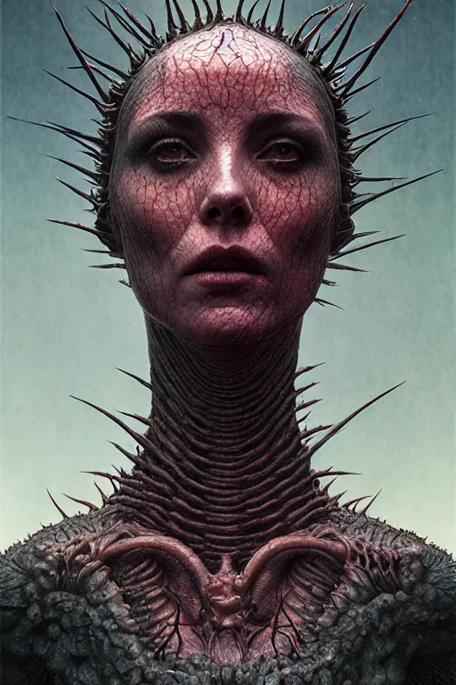 Prompt: thorny! lilith the mother of all monsters, raining ash, fine art masterpiece, highly detailed dino valls wayne barlowe machiej kuciara, dramatic lighting, long shot, wide angle, uhd 8 k, sharp focus