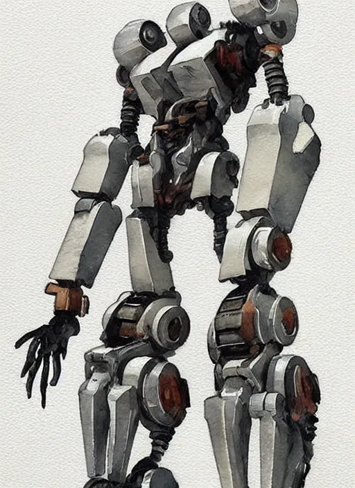 Prompt: concept art s a mech robot, pinterest, artstation trending, behance, watercolor, by coby whitmore *, silver, ignition motor *,