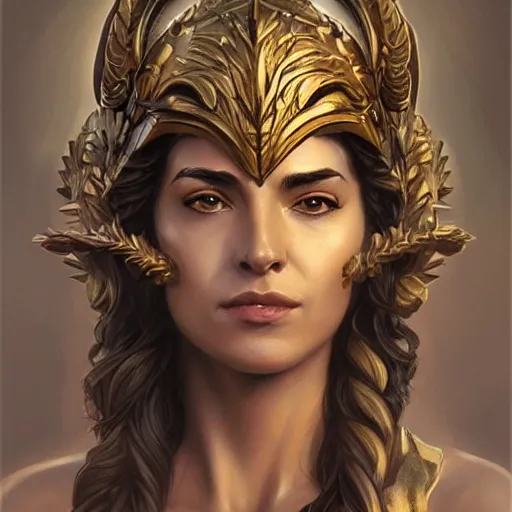 Image similar to athena, greek goddess, claudia black, art by artgerm and greg rutkowski and magali villeneuve, bronze greek armor, owl crown, d & d, fantasy, intricate, portrait, highly detailed, headshot, digital painting, trending on artstation, concept art, sharp focus, illustration